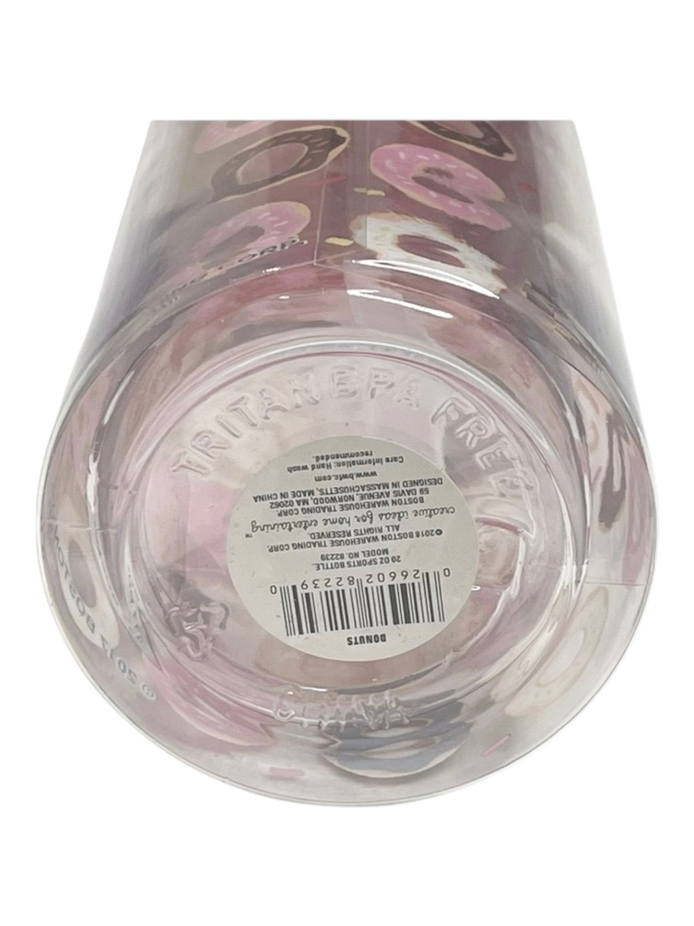 new Boston Warehouse 𖦹 BPA Free Water Bottle 𖦹 Clear Donut Print 𖦹 20 oz 𖦹 - Picture 7 of 16